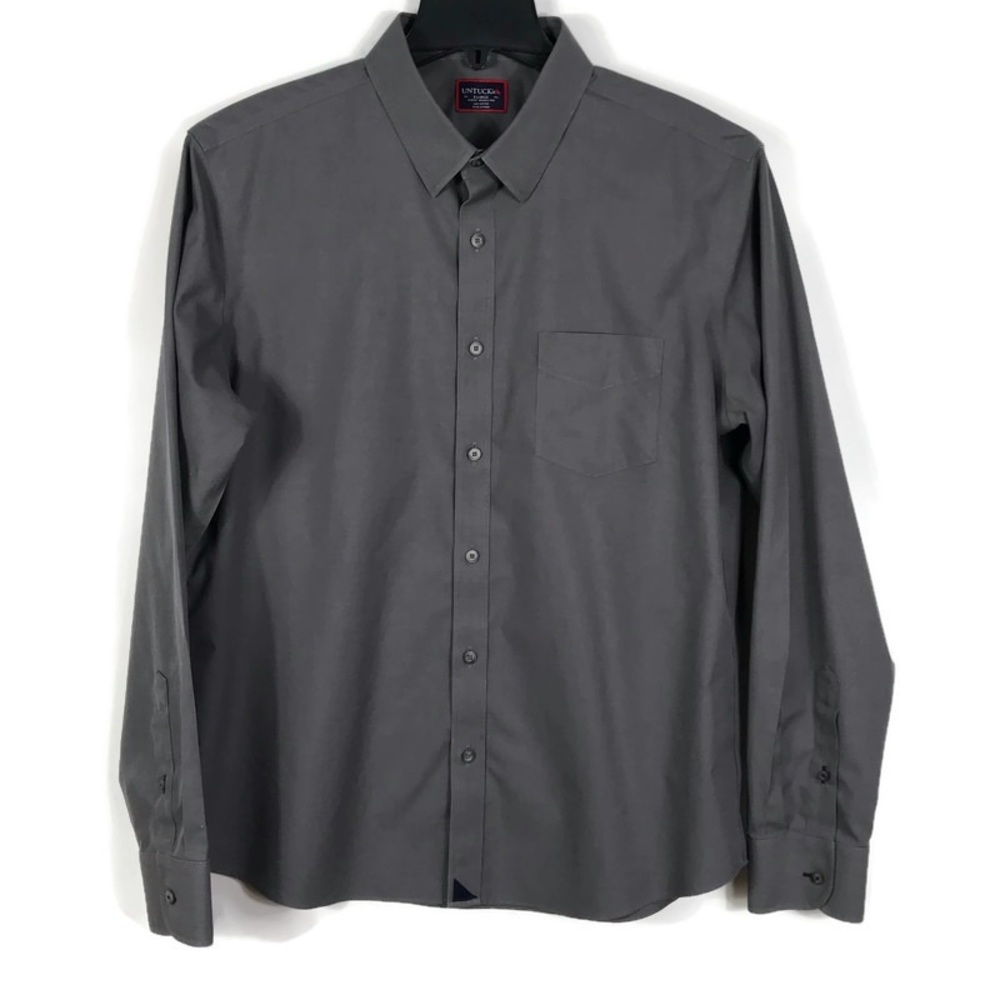 UNTUCKit Button up Collared Shirt Long sleeve Dark Grey Mens XL